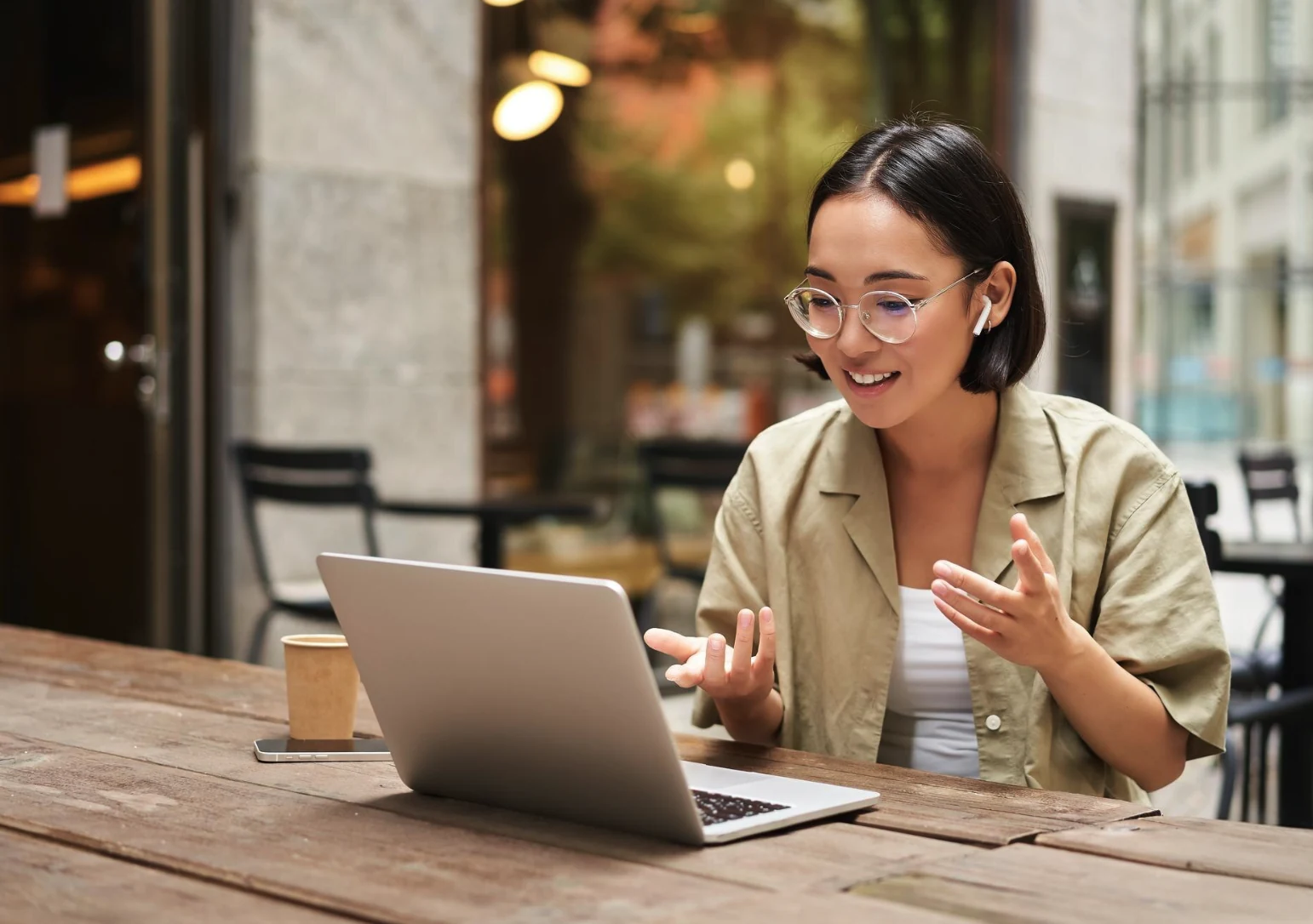 Woman having a conversation on her laptop
